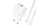 Handys - Adapter und Ladegeräte - Dudao A26TCEU PD QC 25W GaN USB-A USB-C wall charger with USB-C cable - white - 6976625334094