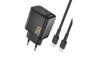 Handys - Adapter und Ladegeräte - Dudao A27CEU PD 25W GaN SB-C AC Charger with USB-C Cable - Black - 6976625334155