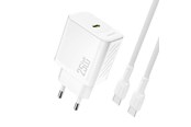 Handys - Adapter und Ladegeräte - Dudao A27CEU PD 25W GaN SB-C AC Charger with USB-C Cable - White - 6976625334148