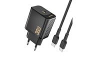 Handys - Adapter und Ladegeräte - Dudao A27PCEU PD 30W GaN USB-C Wall Charger with USB-C Cable - Black - 6976625334193