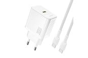 Handys - Adapter und Ladegeräte - Dudao A27PCEU PD 30W GaN USB-C AC Charger with USB-C Cable - White - 6976625334186