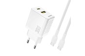 Handys - Adapter und Ladegeräte - Dudao A27TCEU PD 30W GAN USB-A USB-C wall charger with USB-C cable - white - 6976625334223