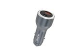 Handys - Adapter und Ladegeräte - Dudao R4Ultra 120W Power Delivery Quick Charge LED USB-A USB-C Car Charger - Grey - 6976625335824