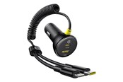 Handys - Adapter und Ladegeräte - Baseus Circular 60W USB-A + USB-C Car Charger with Built-in Lightning + USB-C Cable 1.4m - Black - C00035902121-01