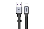 USB Kabel - Baseus Simple flat cable USB cable / USB Type C SuperCharge 5A 40W Quick Charge 3.0 QC 3.0 23cm gray (CATMBJ-BG1) - CATMBJ-BG1