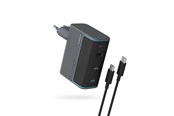 Handys - Adapter und Ladegeräte - CUKTECH CUKAD1003EUG GaN 100W Wall Charger 2 x USB-C 1 x USB-A with USB-C Cable - Grey - CUKAD1003EUG