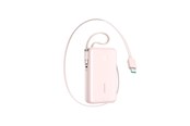 Powerbank (Akku) - Joyroom JR-PR2L 10000mAh 35W Power Bank with Built-in Retractable USB-C Cable and Lightning Lanyard Cable - Pink Powerbank (Akku) - Pink - 10000 mAh - JR-PR2L pink