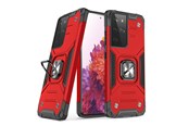 Handys - Cover & Cases - Wozinsky Ring Armor Armored Hybrid Case Cover + Magnetic Holder Samsung Galaxy S22 Ultra Red - 9145576239803