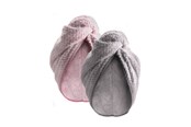 Körper und Gesundheit - PARSA 2 x microfiber hårturban - Grå og rosa - P00002800-111