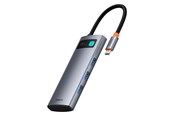 USB-Hubs - Baseus Metal Gleam 7in1 HDMI 4K 60Hz USB-C Hub / 3x USB 3.0 / USB-C PD / SD / microSD - Gray USB-Hubs - B00030708811-01