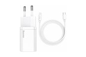 Handys - Adapter und Ladegeräte - Baseus Cube 20W PD USB-C Wall Charger with Superior Lightning PD 20W 1m Cable - White - P10111400216-Z2