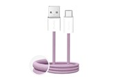 USB Kabel - Puro Fabrik 2.0 10W USB-A - USB-C Braided Cable 1.5 m - Pink - PUCAC10WFABK415MTPNK