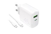 Handys - Adapter und Ladegeräte - Puro Daily Prolite 45W USB-C USB-A Power Delivery Charger with USB-C Cable - White - PUTCUSBAC45WDYKCCWHI