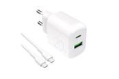 Handys - Adapter und Ladegeräte - Puro PROLITE 20W USB-A / USB-C Wall Charger + USB-C - USB-C 1.2m Cable - White - PUTCUSBAC20WDYKCCWHI