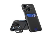 Handys - Cover & Cases - Hurtel Leather Stand Case for iPhone 14 Cover Card Wallet with Stand Black - 9145576269664