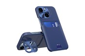 Handys - Cover & Cases - Hurtel Leather Stand Case for iPhone 14 Plus Cover Card Wallet with Stand Blue - 9145576269688