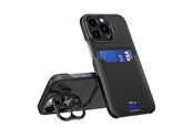 Handys - Cover & Cases - Hurtel Leather Stand Case for iPhone 14 Pro Cover Card Wallet with Stand Black - 9145576269725