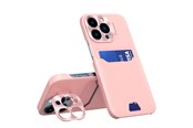 Handys - Cover & Cases - Hurtel Leather Stand Case for iPhone 14 Pro Max Card Wallet Cover with Stand Pink - 9145576269732