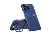 Handys - Cover & Cases - Hurtel Leather Stand Case for iPhone 14 Pro Max Cover Card Wallet with Stand Blue - 9145576269749