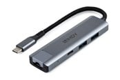 USB-Hubs - Lindy USB 3.2 Gen 2 Type C Hub & Gigabit Ethernet Converter USB-Hubs - USB 3.2 - 4 - Grau - 43422