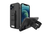 Handys - Cover & Cases - Hurtel Rope Case Silicone Lanyard Cover Purse Lanyard Strap For Samsung Galaxy S22 + (S22 Plus) Black - 5907769340598