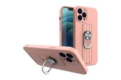 Handys - Cover & Cases - Hurtel Ring Case Silicone Case with Finger Holder and Stand for Xiaomi Redmi Note 11 Pro Pink - 5907769340949