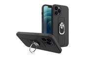 Handys - Cover & Cases - Hurtel Ring Case Silicone Case with Finger Grip and Stand for Xiaomi Poco M4 Pro 5G Black - 5907769340956