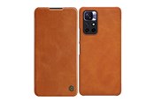 Handys - Cover & Cases - Nillkin Qin Case Case for Xiaomi Redmi Note 11T 5G / Note 11S 5G / Note 11 5G (China) / Poco M4 Pro 5G Camera Cover Holster Cover Flip Case Brown - 6902048234956