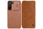 Handys - Cover & Cases - Nillkin Qin Leather Pro Case Case for Samsung Galaxy S22+ (S22 Plus) Camera Cover Holster Cover Flip Case Brown - 6902048235540