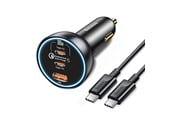 Handys - Adapter und Ladegeräte - Baseus 160W Car Charger with Qualcomm® Quick Charge™ 5 Technology 2xUSB-C 1xUSB-A - Gray - CGZX000013