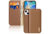 Handys - Cover & Cases - Dux Ducis Hivo Leather Flip Case Genuine Leather Cover Card & Document Wallet iPhone 14 Plus Brown - 6934913033005