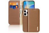 Handys - Cover & Cases - Dux Ducis  Hivo Leather Flip Case Genuine Leather Cover Card & Document Wallet iPhone 14 Pro Brown - 6934913033036