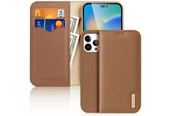 Handys - Cover & Cases - Dux Ducis  Hivo Leather Flip Case Genuine Leather Cover Card & Document Wallet iPhone 14 Pro Max Brown - 6934913033067