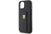 Handys - Cover & Cases - Ferrari Grip Stand Metal Logo Case for iPhone 15 - Black - 3666339201838