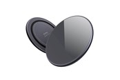 Handys - Adapter und Ladegeräte - CRONG PowerSpot Fast Wireless Charger – Aluminum 15W USB-C Qi Wireless Charger with Tempered Glass Cover (Shadow Black) - CRG-PS15W-BLK