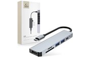 USB-Hubs - Tech-Protect HUB V3 5in1 USB-C - USB-A 3.0 / USB-A 2.0 / USB-C / HDMI / RJ45 - grey USB-Hubs - USB 2.0 - 6 - Grau - 9589046919343