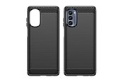 Handys - Cover & Cases - Hurtel Carbon Case for Motorola Moto G62 5G Flexible Silicone Carbon Cover Black - 9145576271766