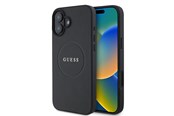 Handys - Cover & Cases - GUESS Grained Gold Ring MagSafe case for iPhone 16 - black - 3666339303501