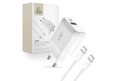 Handys - Adapter und Ladegeräte - Tech-Protect C20W USB-C PD 20W / USB-A QC 3.0 Network Charger with USB-C / USB-C Cable - White - 9490713930373