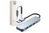 USB-Hubs - Tech-Protect HUB V0 5in1 USB-A - USB-A 3.0 / 3x USB-A 2.0 / USB-C - grey USB-Hubs - USB 2.0 - 5 - Grau - 9490713935255