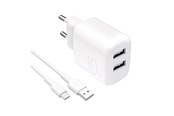 Handys - Adapter und Ladegeräte - Puro PROLITE 10W 2x USB-A wall charger + USB-A - USB-C cable 1.2m - white - PUTC2USBA10WDYKACWHI