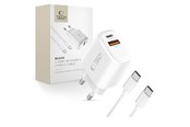 Handys - Adapter und Ladegeräte - Tech-Protect NCA30 PD 30W QC3.0 USB-A / USB-C + USB-C / USB-C Cable 100cm - White - 5906302318629