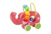 Baby Spielzeug - Bigjigs Wooden Push Elephant with Bead Spiral - BB071