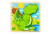 Baby Spielzeug - Bigjigs Wooden Shape Puzzle T-Rex - 4 pcs. - 38036