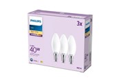 LED-Birnen - Philips LED-Lampe B35 3,4W/827 (40W) Frosted 3-pack E14 - 929004589761