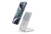 Handys - Adapter und Ladegeräte - CRONG MagSpot Stand - 2-in-1 Wireless Charger with MagSafe for iPhone and AirPods - White - CRG-MSS-WHT