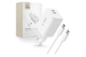 Handys - Adapter und Ladegeräte - Tech-Protect NC45W-GAN 2-PORT PD45W + TYPE-C CABLE - White - 5906302372409