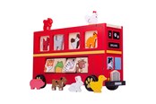 Baby Spielzeug - Bigjigs Wooden Shape Sorter Red Animal Bus - 21 pcs. - BJ692