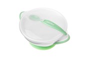Babypflege - Akuku Suction bowl with spoon WHITE/GREEN - A0504