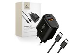 Handys - Adapter und Ladegeräte - Tech-Protect NCA45W-GAN 2-Ports 45W AC Charger with USB-C Cable - Black - 5906302336005